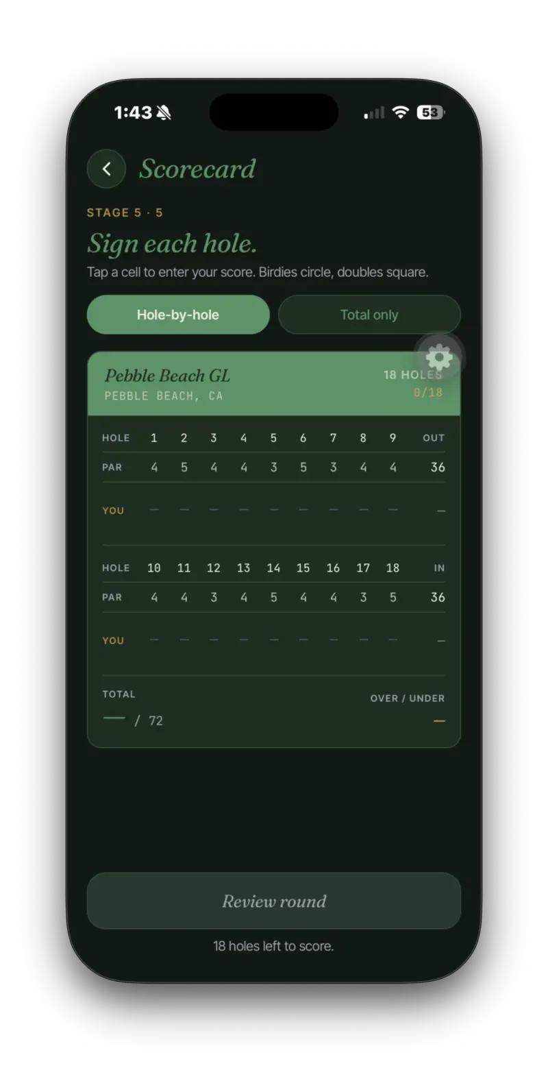 Scoring a round hole by hole